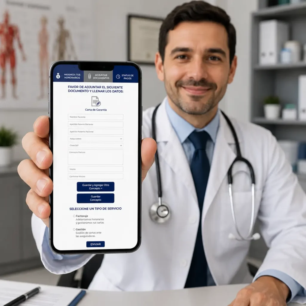 Doctor subiendo su carta garantía al portal de Finmedic